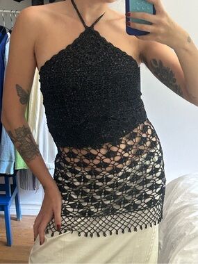 VINTAGE le chateau beaded and crochet halter